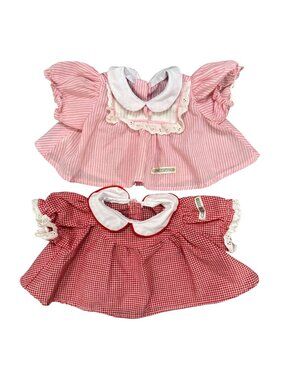 Vintage Coleco Cabbage Patch Kids Red Gingham and Pink Striped Dresses